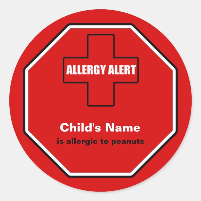 Peanuts Allergy Medical Alert Custom Std Sticker (Front)