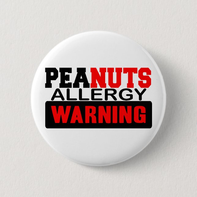 Peanuts Allergy Warning 2 Inch Round Button (Front)