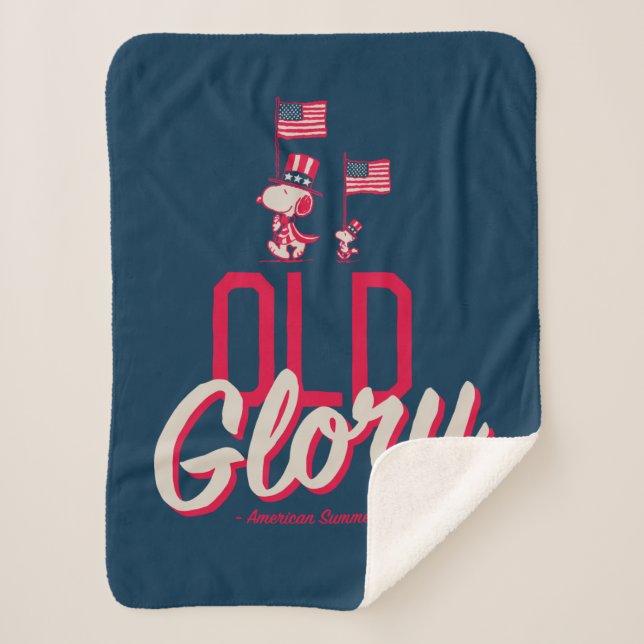 Peanuts | American Summer Old Glory Sherpa Blanket (Front)