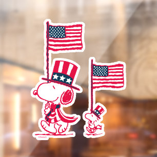 Peanuts American Summer Old Glory Window Cling