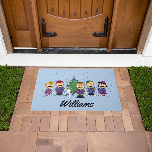 Peanuts | Around the Christmas Tree | Add Name Doormat (Outdoor)