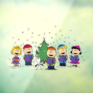Peanuts Around the Christmas Tree Window Cling