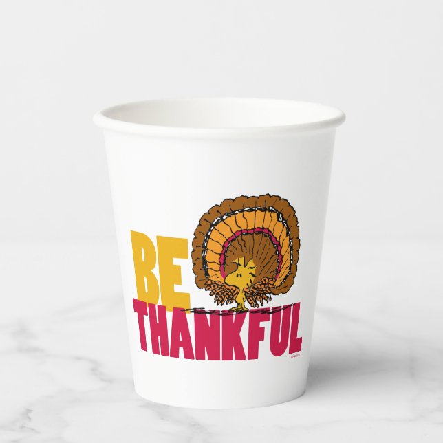 Peanuts | Be Thankful Woodstock Turkey Paper Cups (Front)