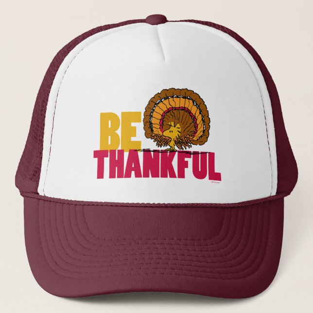 Peanuts | Be Thankful Woodstock Turkey Trucker Hat (Front)