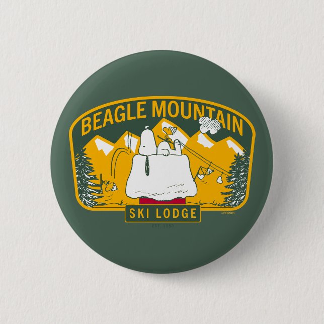 Peanuts | Beagle Mountain Ski Lodge 2 Inch Round Button (Front)