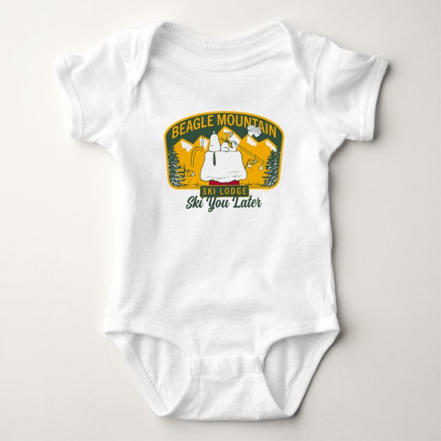 Peanuts | Beagle Mountain Ski Lodge Baby Bodysuit (Front)