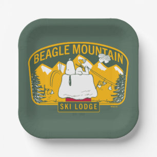 Peanuts   Beagle Mountain Ski Lodge Paper Plate