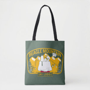 Peanuts   Beagle Mountain Ski Lodge Tote Bag