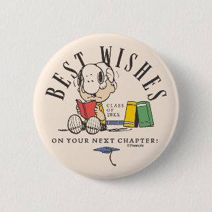 Peanuts Best Wishes Graduation Snoopy Reading 2 Inch Round Button