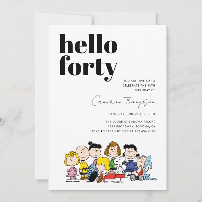 Peanuts Characters - 40th Birthday Invitation (Front)