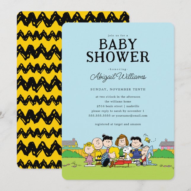 Peanuts | Charlie Brown and Gang Baby Shower Invitation (Front/Back)