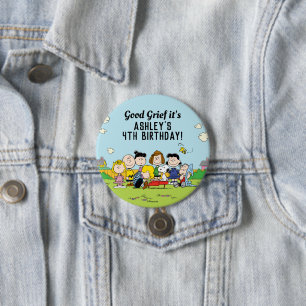 Peanuts   Charlie Brown and Gang Birthday 3 Inch Round Button