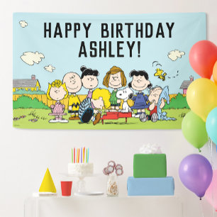 Peanuts Charlie Brown and Gang Birthday Banner