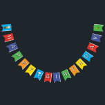 Peanuts | Charlie Brown and Gang Birthday Bunting Flags<br><div class="desc">Get ready to celebrate with the whole gang! This fun and colourful "Happy Birthday" banner features everyone's favourite beagle, Snoopy and his friends Woodstock and Charlie Brown. It's the perfect way to add a playful and nostalgic touch to your birthday party, serving as a charming backdrop for photos and a...</div>