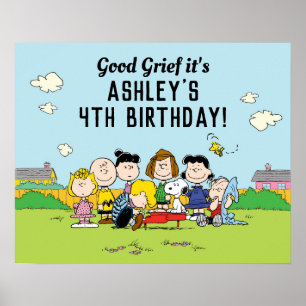 Peanuts   Charlie Brown and Gang Birthday Poster