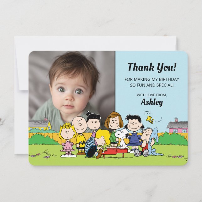 Peanuts | Charlie Brown and Gang Birthday Thank You Card (Front)