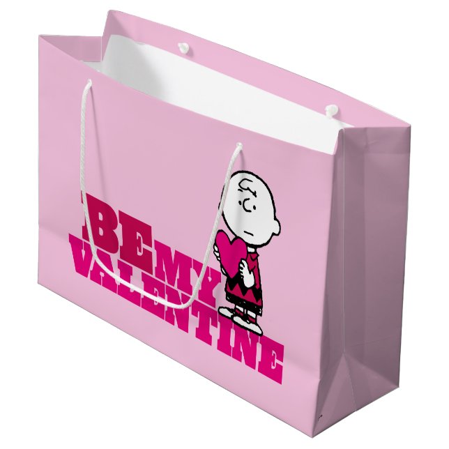 Peanuts | Charlie Brown Be My Valentine Large Gift Bag (Front Angled)
