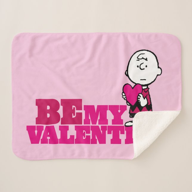 Peanuts | Charlie Brown Be My Valentine Sherpa Blanket (Front (Horizontal))