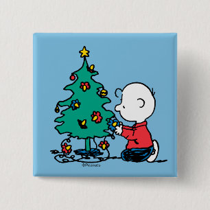 Peanuts   Charlie Brown Christmas Lights 2 Inch Square Button