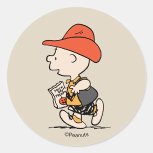 Peanuts Charlie Brown Cowboy Halloween Classic Round Sticker