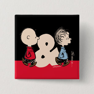 Peanuts   Charlie Brown & Linus 2 Inch Square Button
