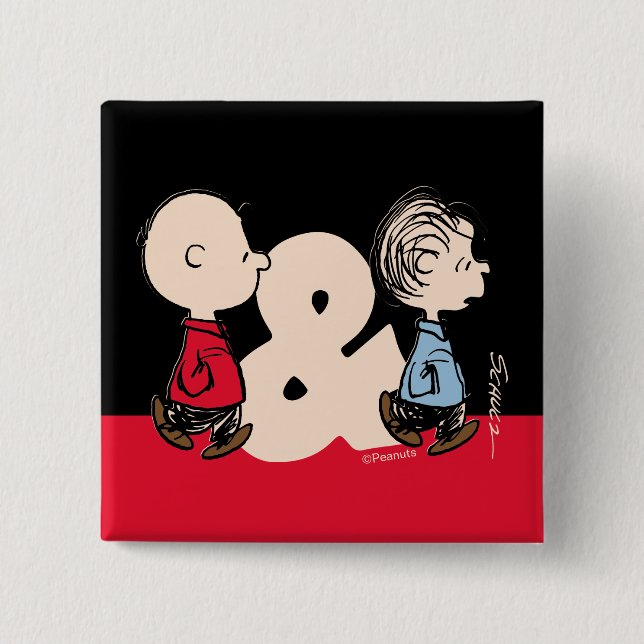 Peanuts | Charlie Brown & Linus 2 Inch Square Button (Front)
