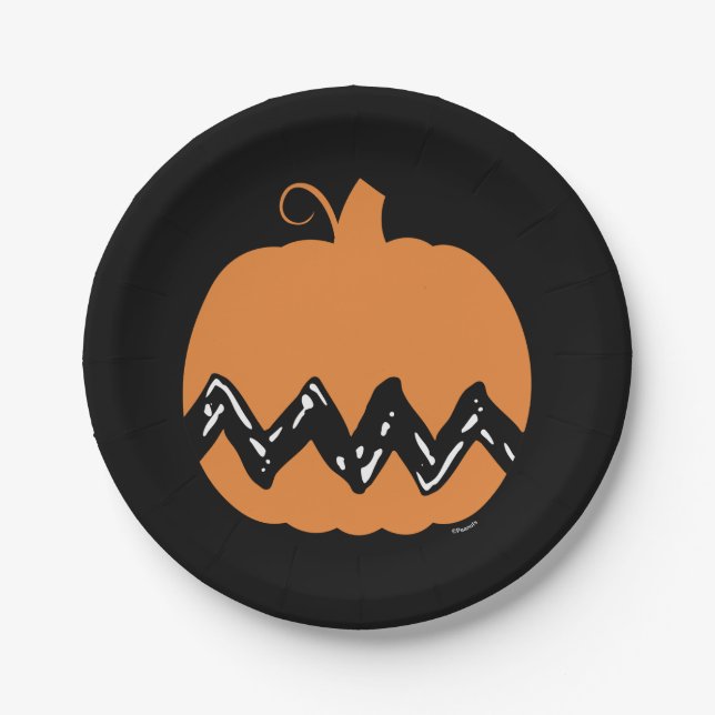 Peanuts | Charlie Brown Orange Pumpkin Paper Plate (Front)