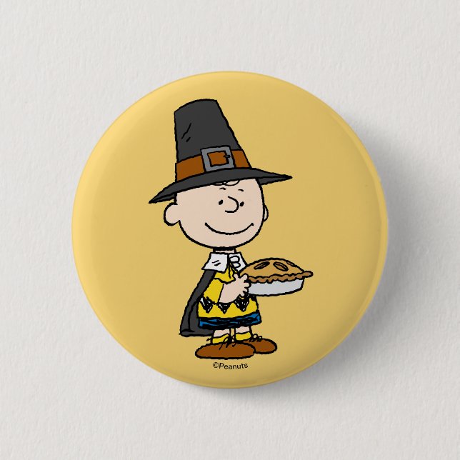 Peanuts | Charlie Brown Pilgrim 2 Inch Round Button (Front)