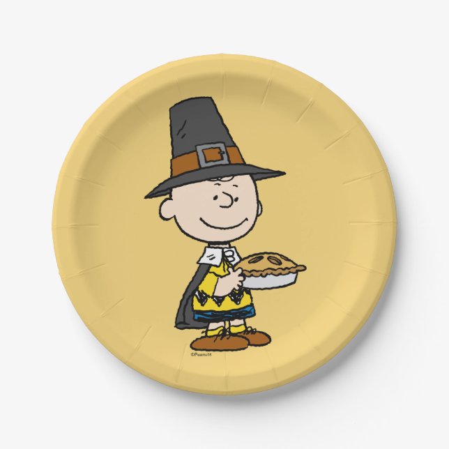 Peanuts | Charlie Brown Pilgrim Paper Plate (Front)