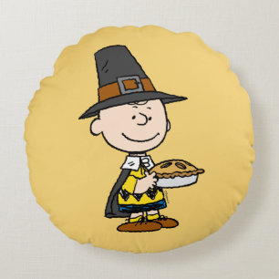 Peanuts   Charlie Brown Pilgrim Round Pillow