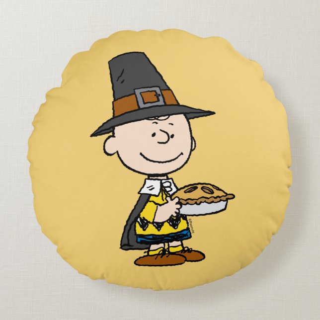 Peanuts | Charlie Brown Pilgrim Round Pillow (Front)