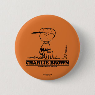 Peanuts   Charlie Brown Playing Ball 2 Inch Round Button