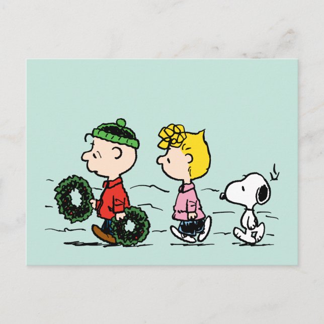 Peanuts | Charlie Brown, Sally & Snoopy Holiday Postcard (Front)