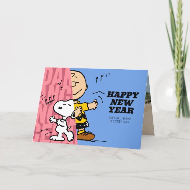 Peanuts | Charlie Brown & Snoopy Happy New Year Holiday Card (Front)