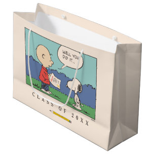 Peanuts Charlie Brown Snoopy Well You Did It Grad Large Gift Bag