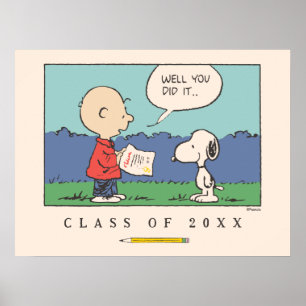Peanuts Charlie Brown Snoopy Well You Did It Grad Poster