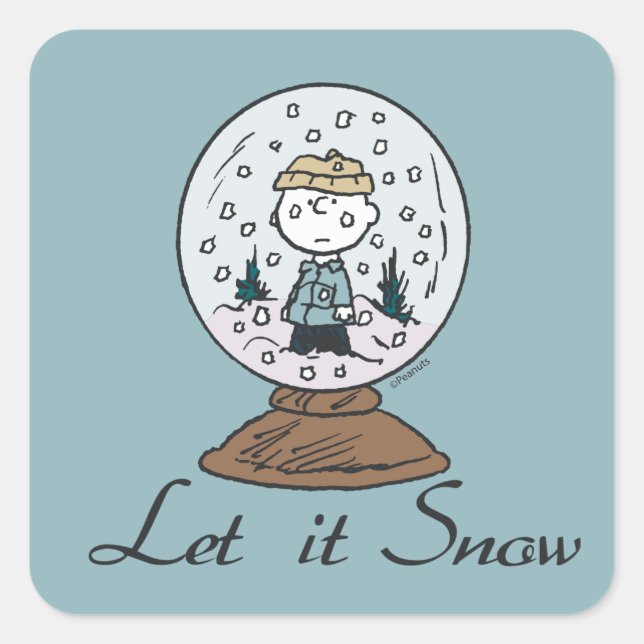 Peanuts | Charlie Brown Snow Globe Square Sticker (Front)