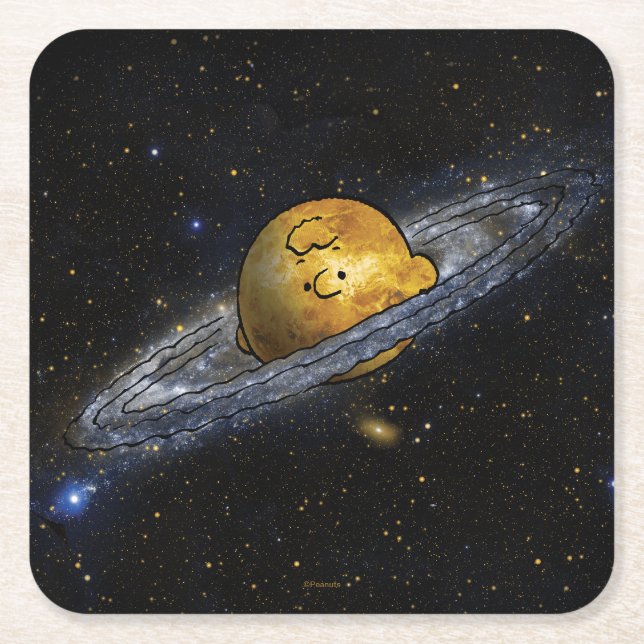 Peanuts | Charlie Brown Spaced Out Square Paper Coaster (Front)