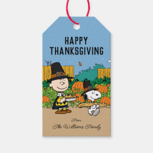 Peanuts   Charlie Brown Thanksgiving Add Your Name Gift Tags