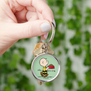 Peanuts   Charlie Brown with Snoopy's Dish Keychain