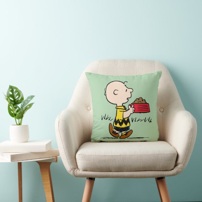 Peanuts | Charlie Brown with Snoopy's Dish Throw Pillow (Chair)