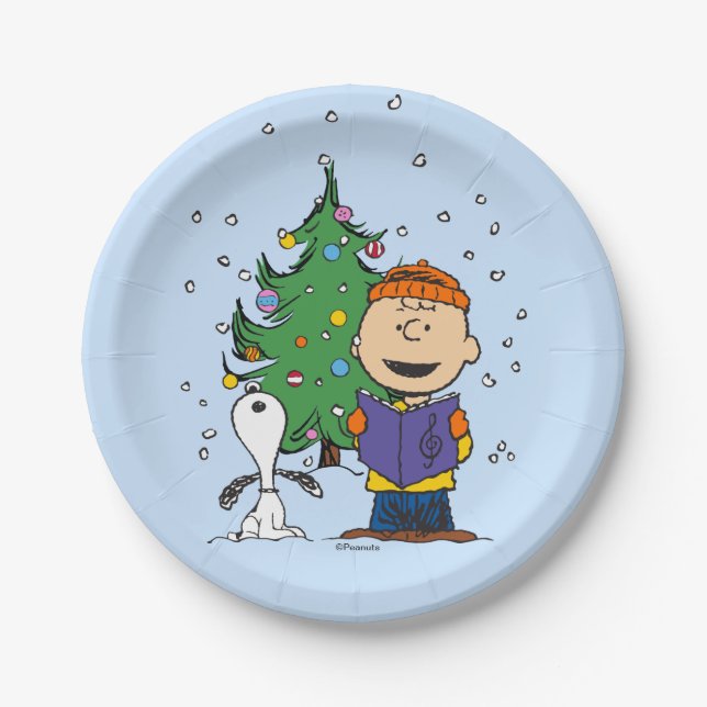 Peanuts | Christmas Caroling Paper Plate (Front)