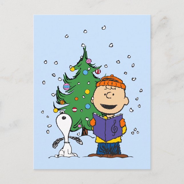 Peanuts | Christmas Caroling Postcard (Front)