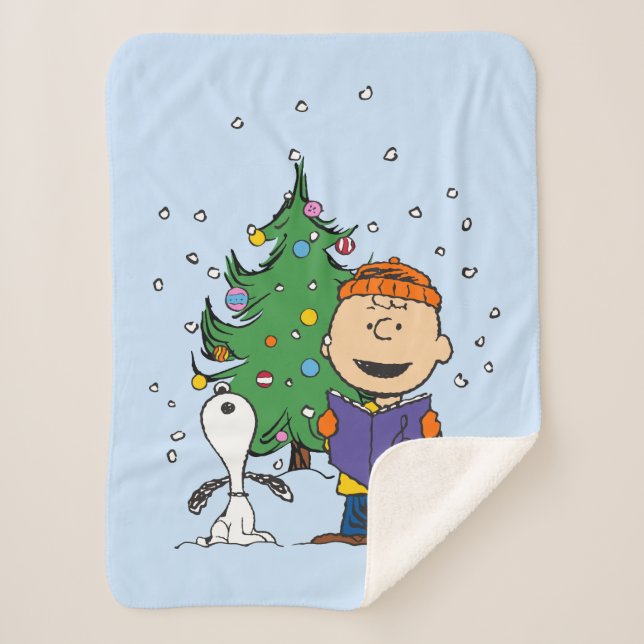 Peanuts | Christmas Caroling Sherpa Blanket (Front)