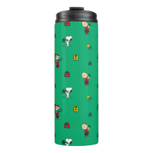 Peanuts Christmas Gift Giving Pattern Thermal Tumbler