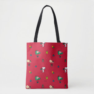 Peanuts   Christmas Gift Giving Red Tote Bag