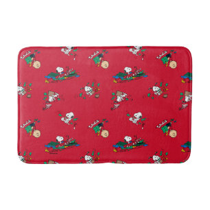 Peanuts   Christmas Gift Wrapping Pattern Bath Mat