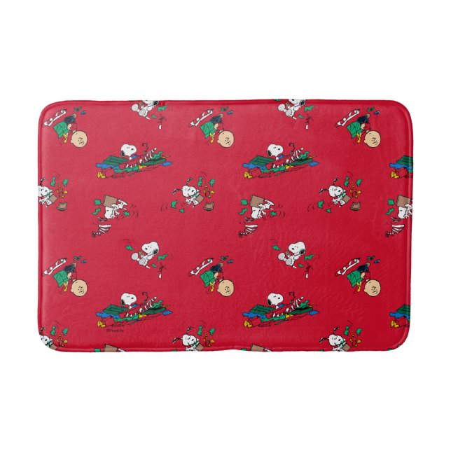 Peanuts | Christmas Gift Wrapping Pattern Bath Mat (Front)