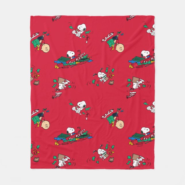 Peanuts | Christmas Gift Wrapping Pattern Fleece Blanket (Front)