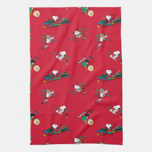 Peanuts   Christmas Gift Wrapping Pattern Kitchen Towel